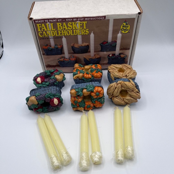 Fall/Thanksgiving candle holders with candles in box, never used - Picture 1 of 3